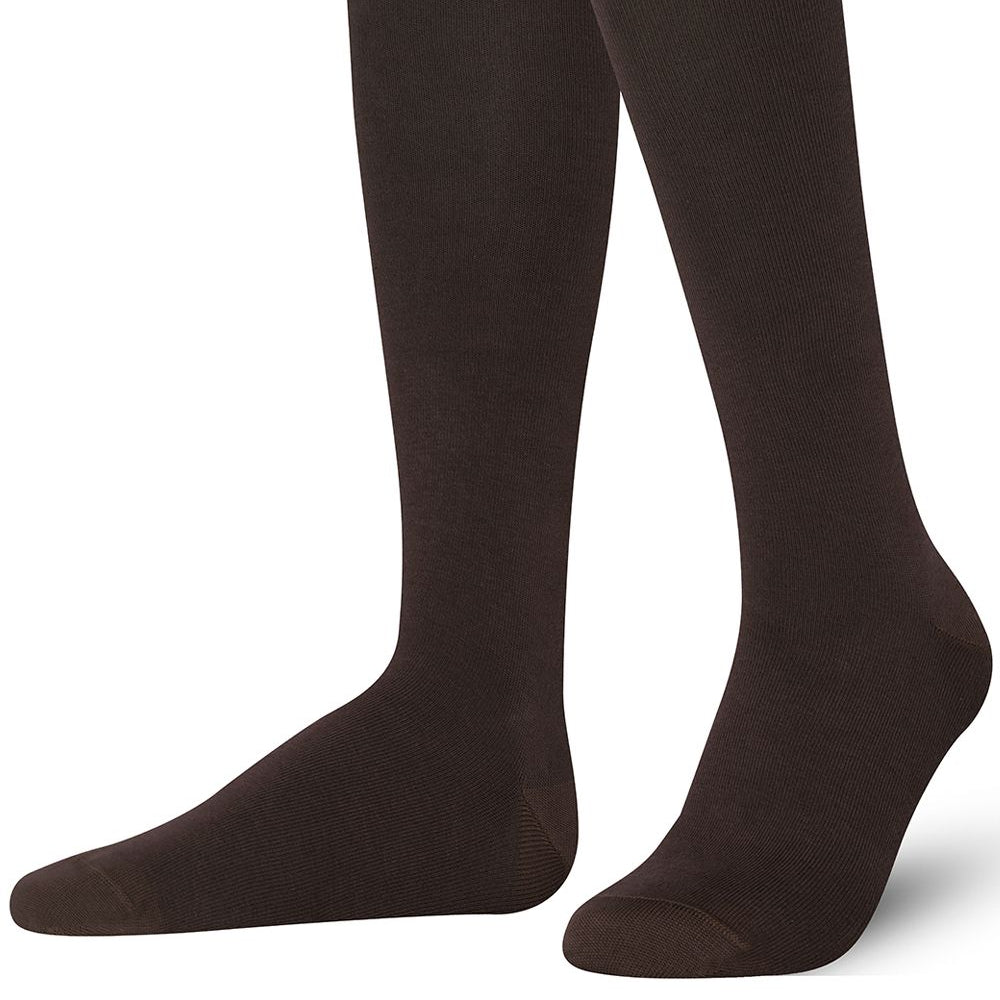 Unisex wearing brown Mysocks knee-high combed cotton socks