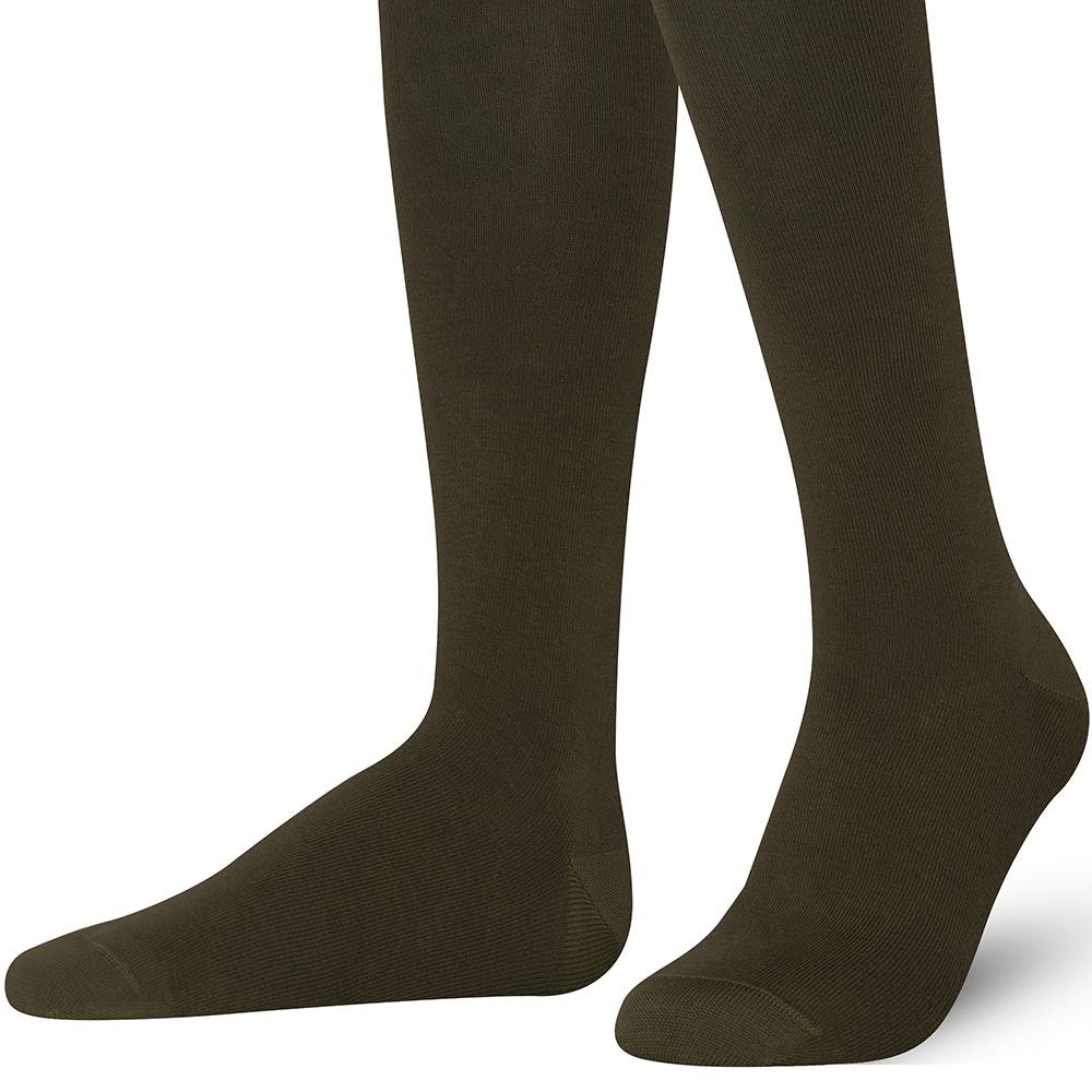 Unisex wearing khaki Mysocks knee-high combed cotton socks