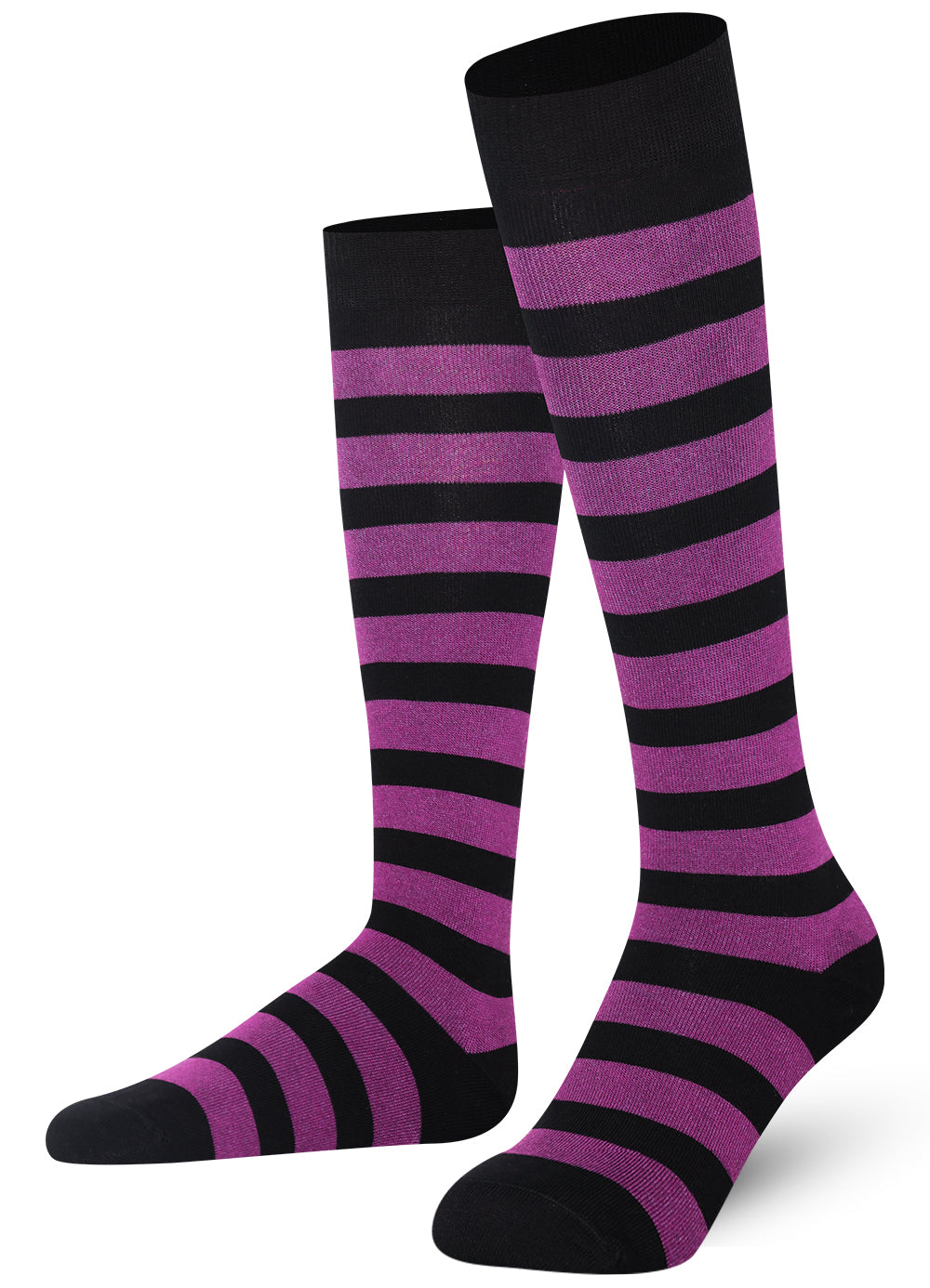 Black and purple striped knee-high socks