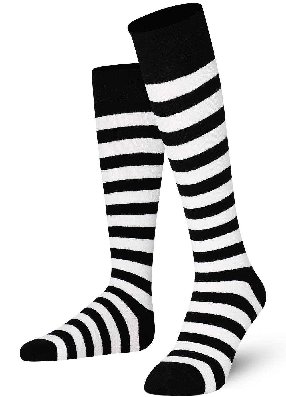 Black and white striped knee-high socks