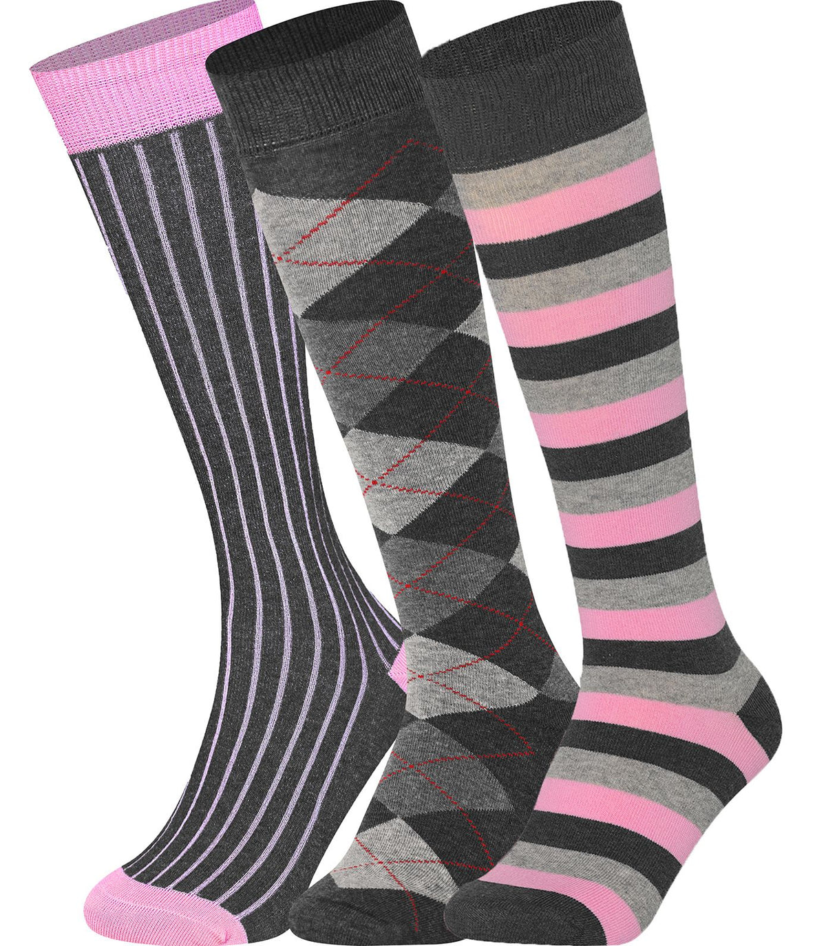 Pink Mix Mysocks knee high socks made of extra fine combed cotton.