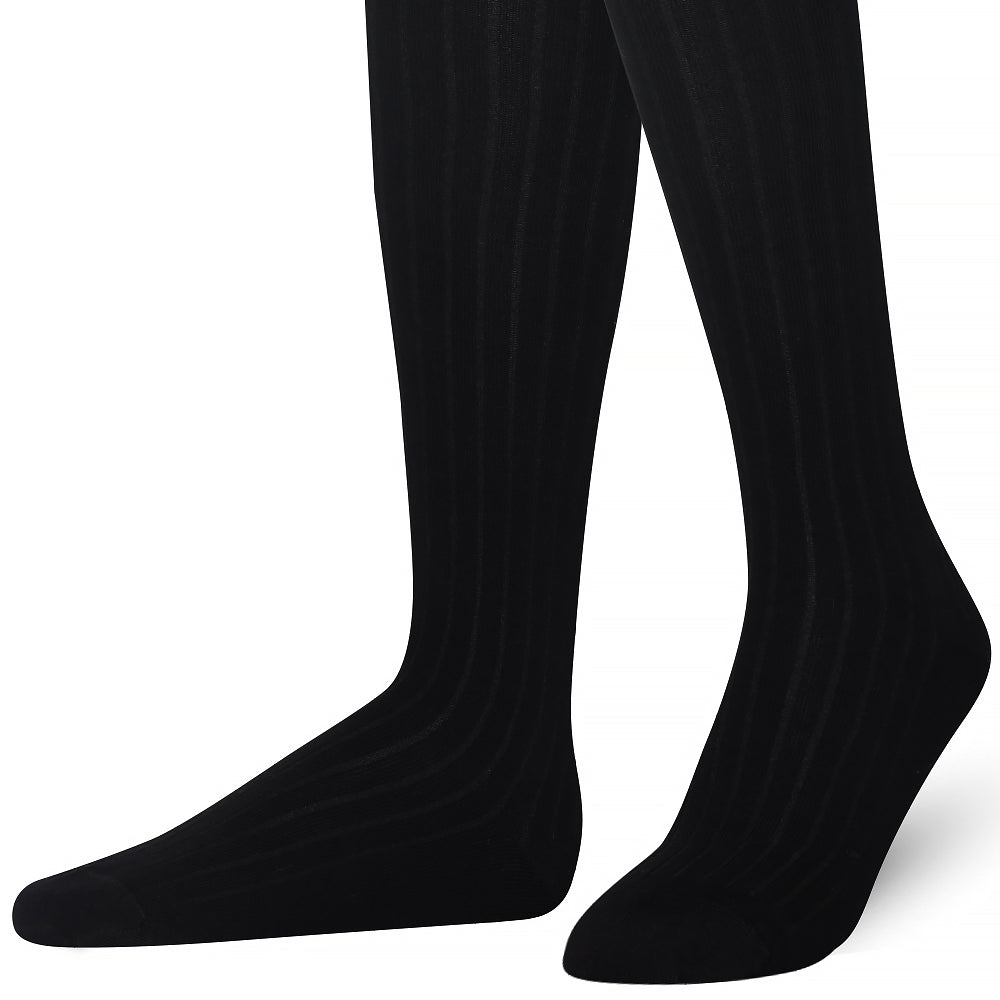 Black Mysocks plain ribbed knee high socks made of extra fine combed cotton.