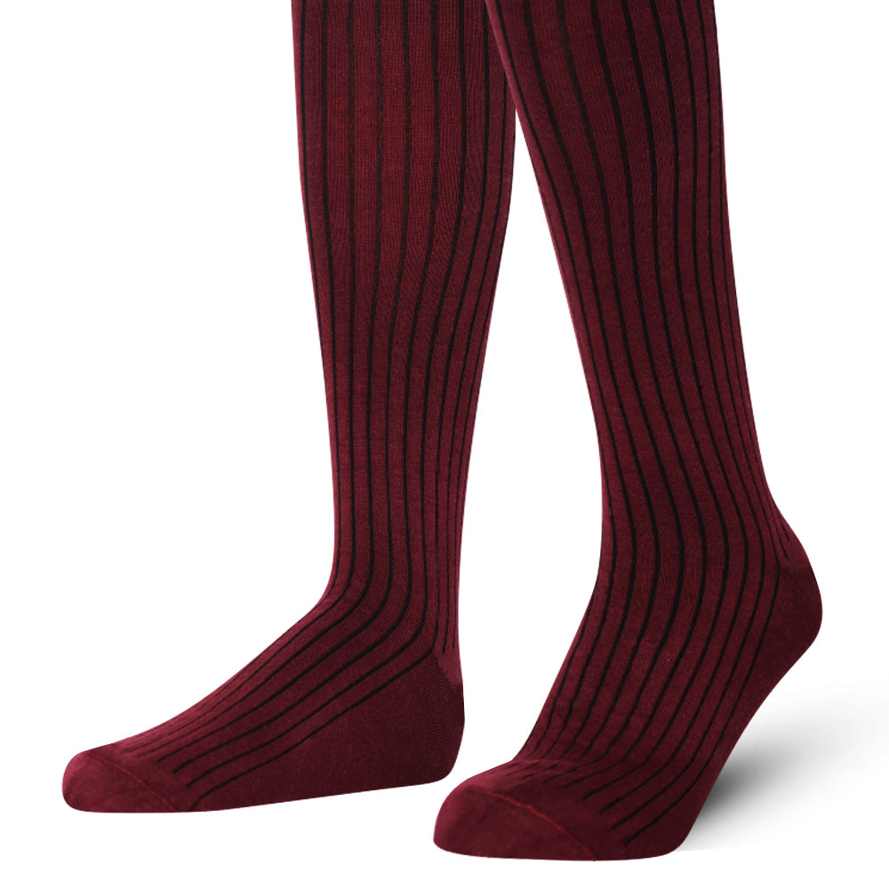 burgundy Mysocks plain ribbed knee high socks made of extra fine combed cotton.