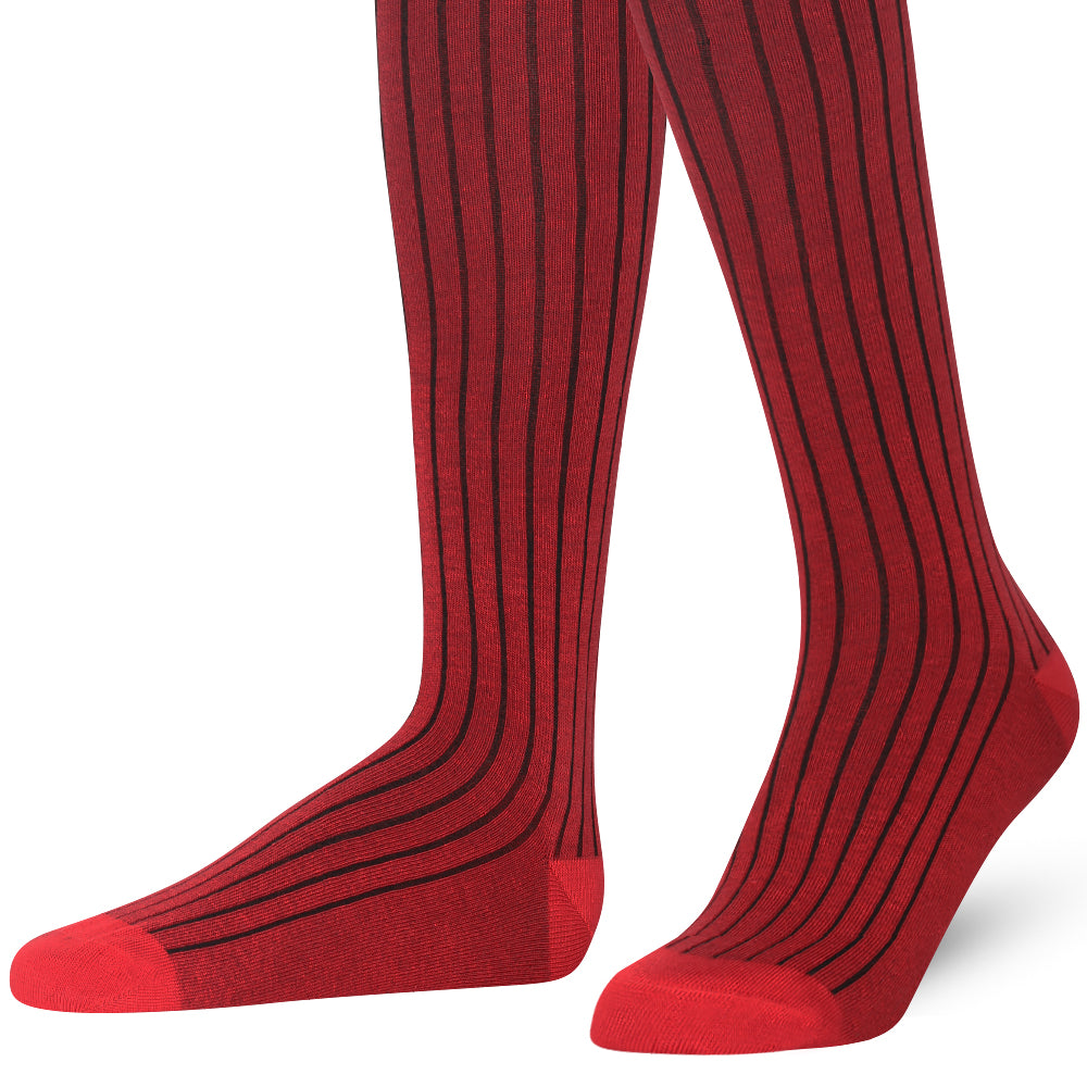 Red Mysocks plain ribbed knee high socks made of extra fine combed cotton.