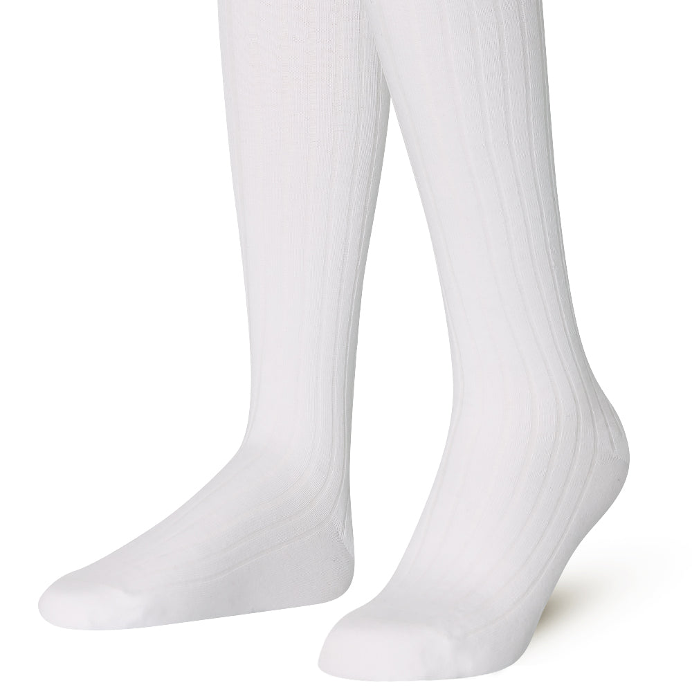 White Mysocks plain ribbed knee high socks made of extra fine combed cotton.