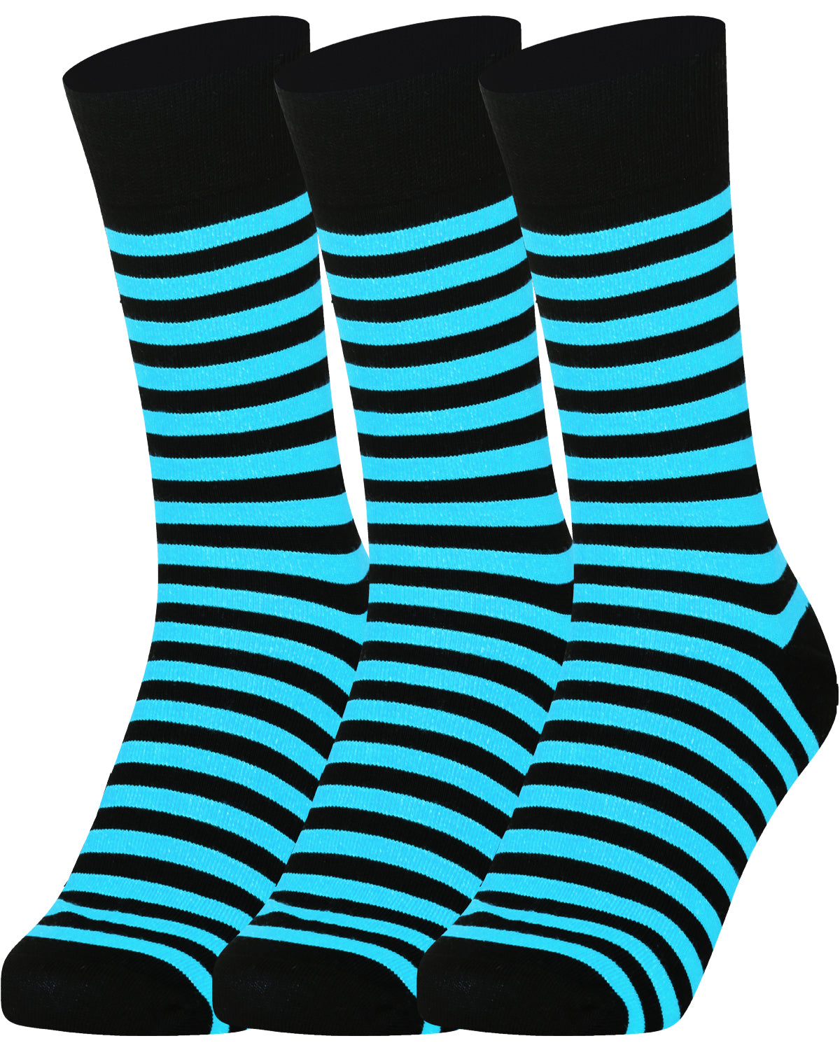 Mysocks men women socks stripe black and blue 3 Pair Pack Seamless Toe Cotton Socks