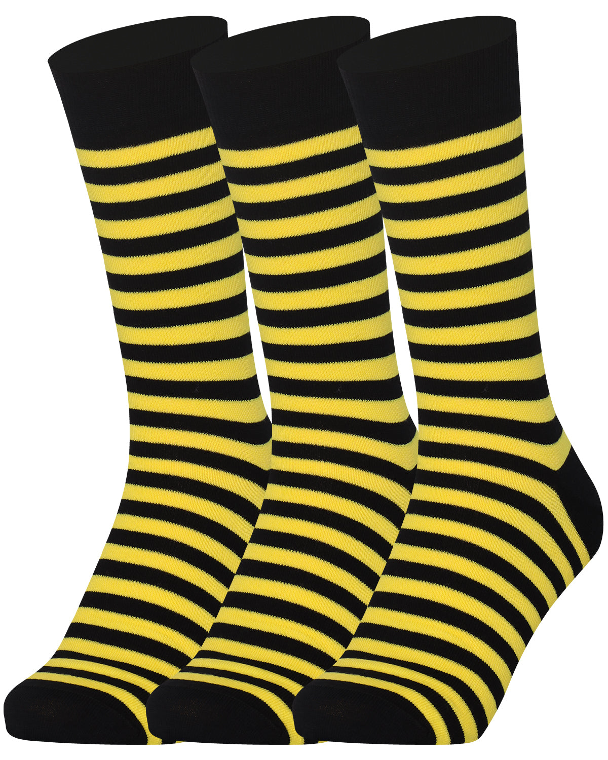 Mysocks men women socks stripe black and yellow 3 Pair Pack Seamless Toe Cotton Socks