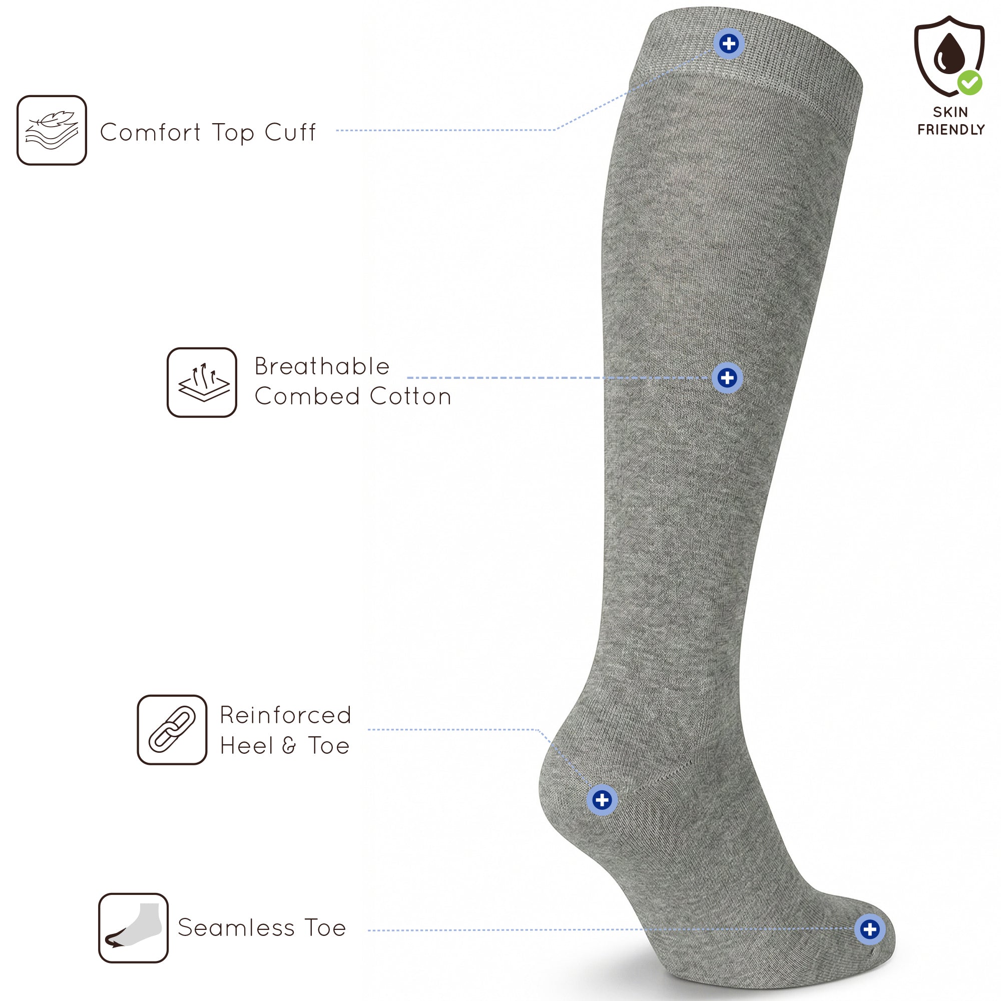 Unisex wearing ash Mysocks knee-high combed cotton socks