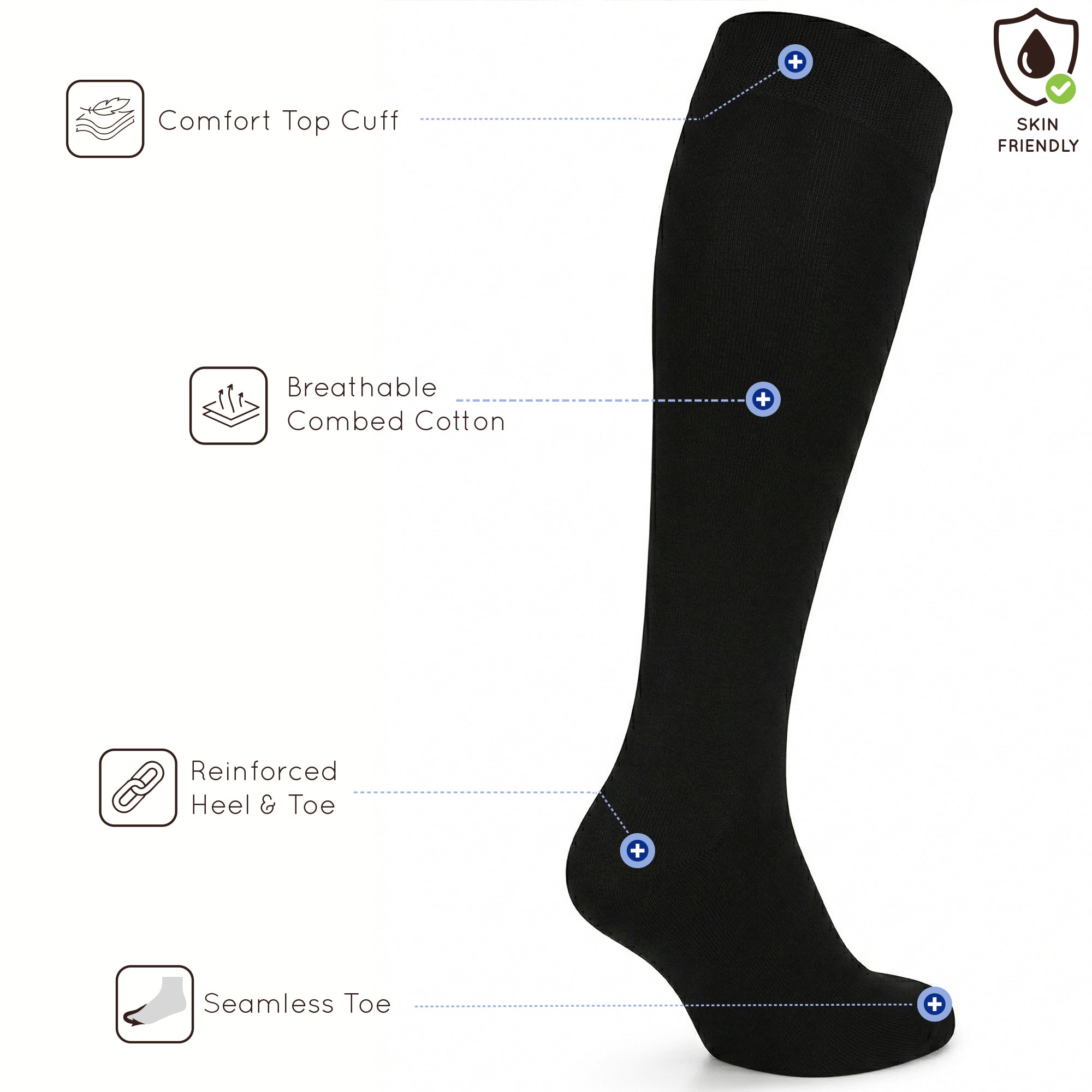 Unisex wearing black Mysocks knee-high combed cotton socks