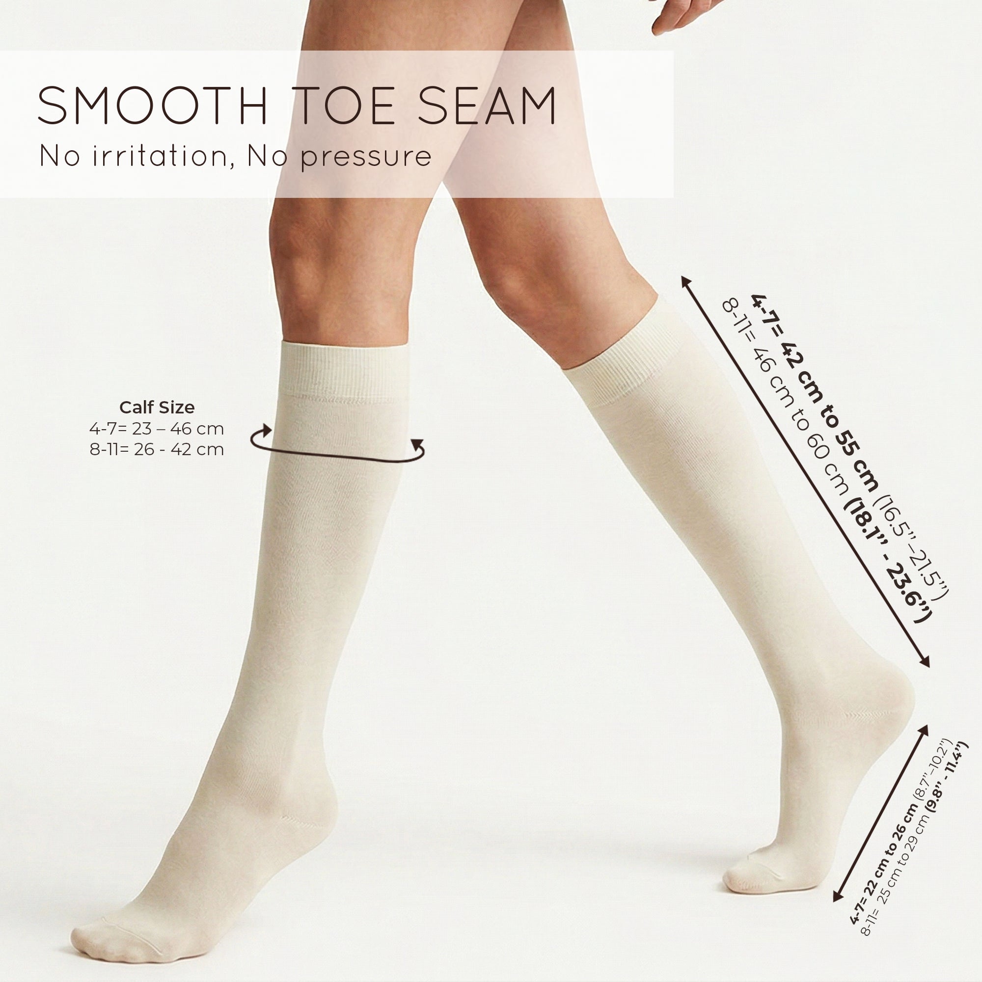 Unisex wearing cream Mysocks knee-high combed cotton socks