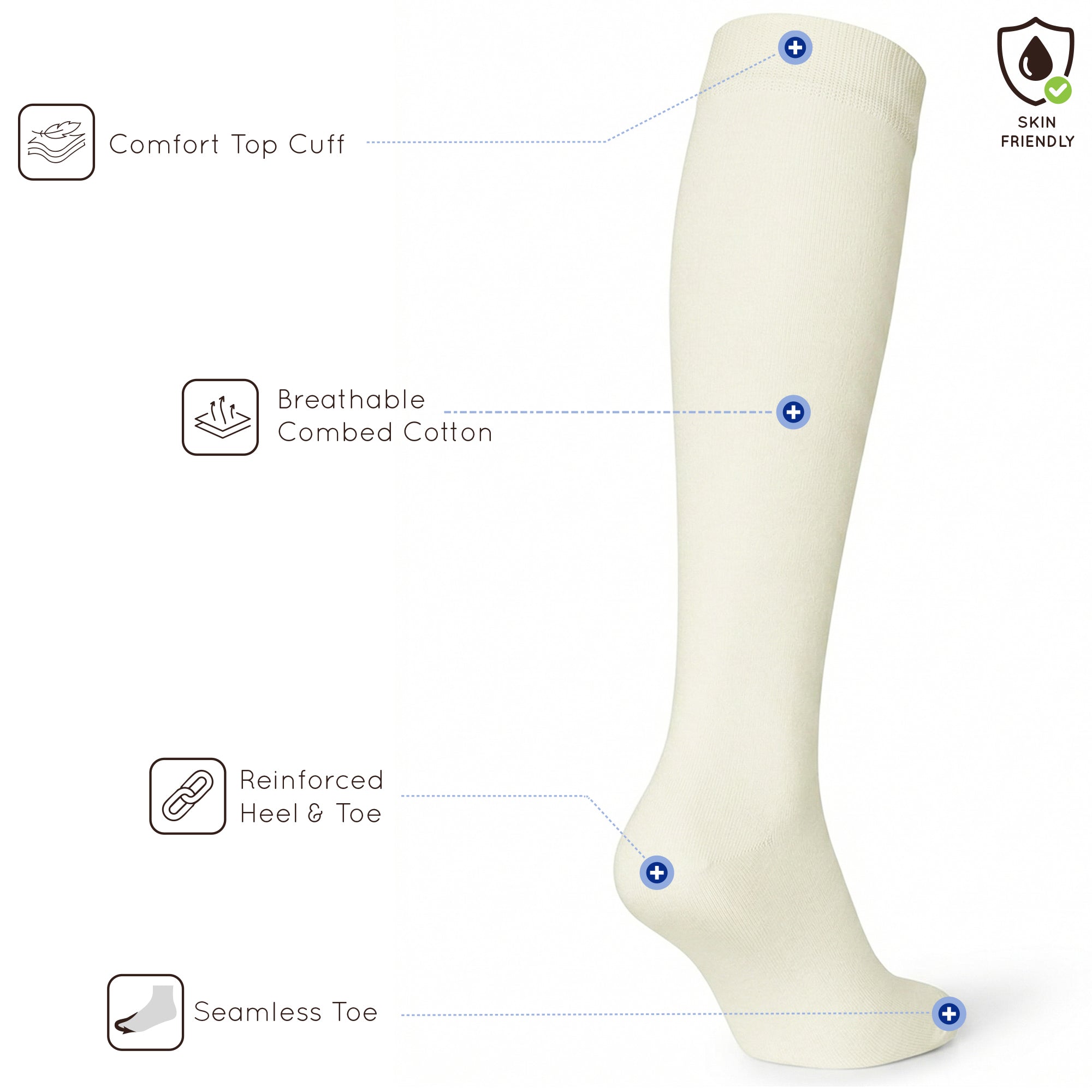Unisex wearing cream Mysocks knee-high combed cotton socks