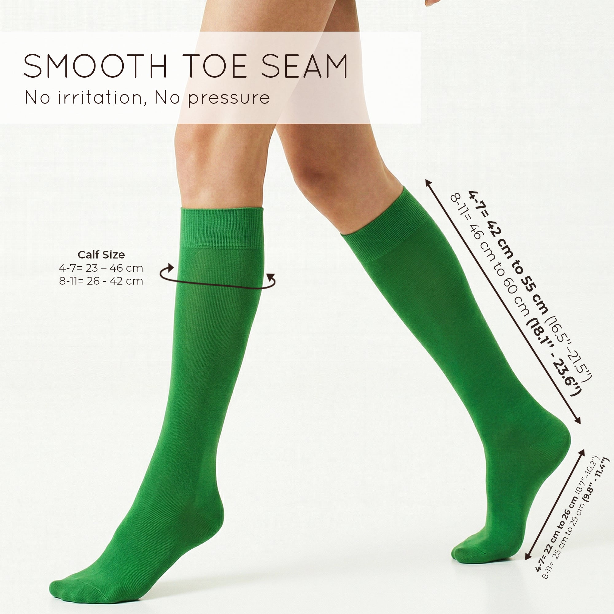 Unisex wearing green Mysocks knee-high combed cotton socks
