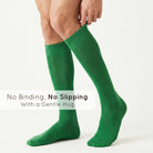 Unisex wearing green Mysocks knee-high combed cotton socks