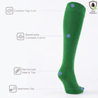 Unisex wearing green Mysocks knee-high combed cotton socks