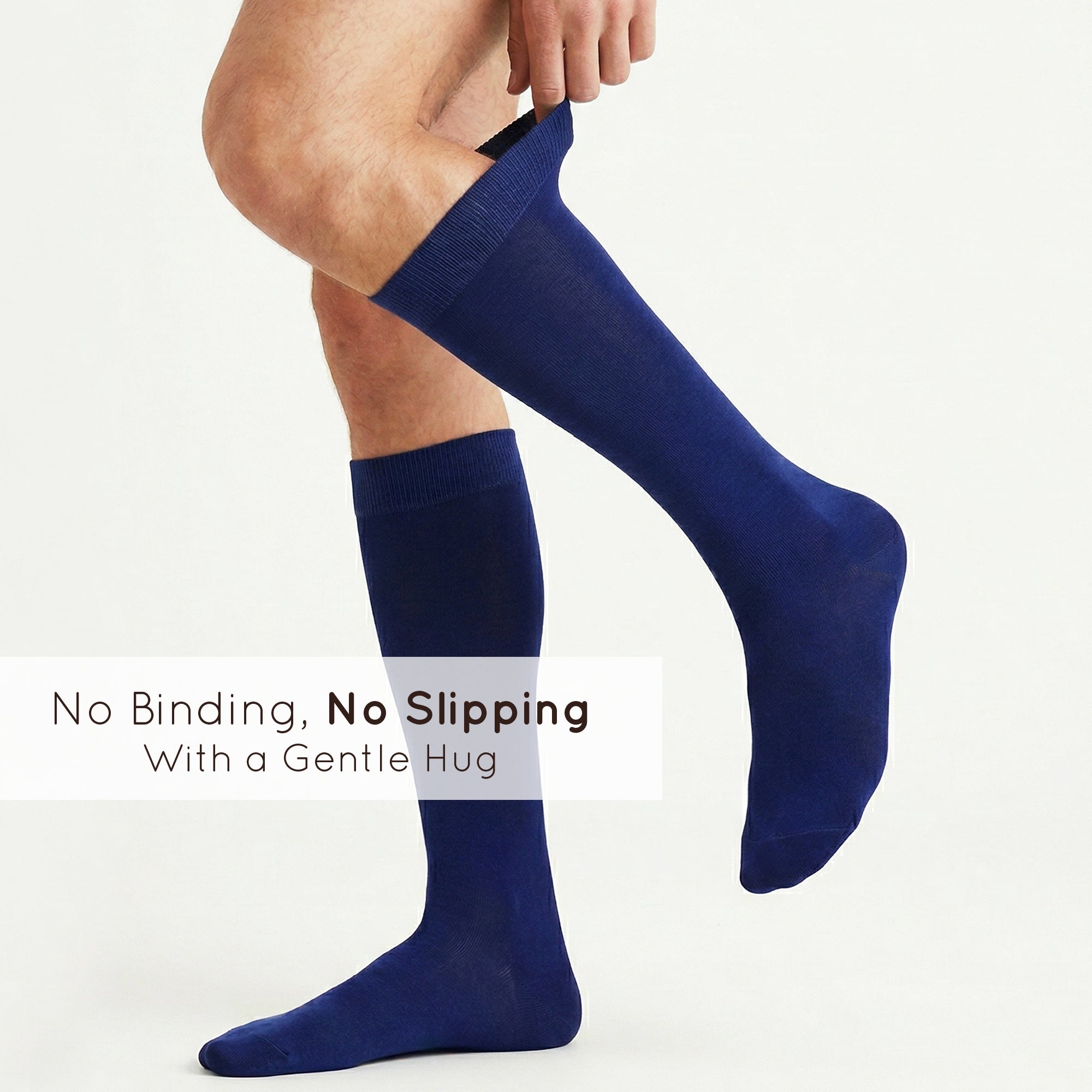 Unisex wearing ındigo Mysocks knee-high combed cotton socks