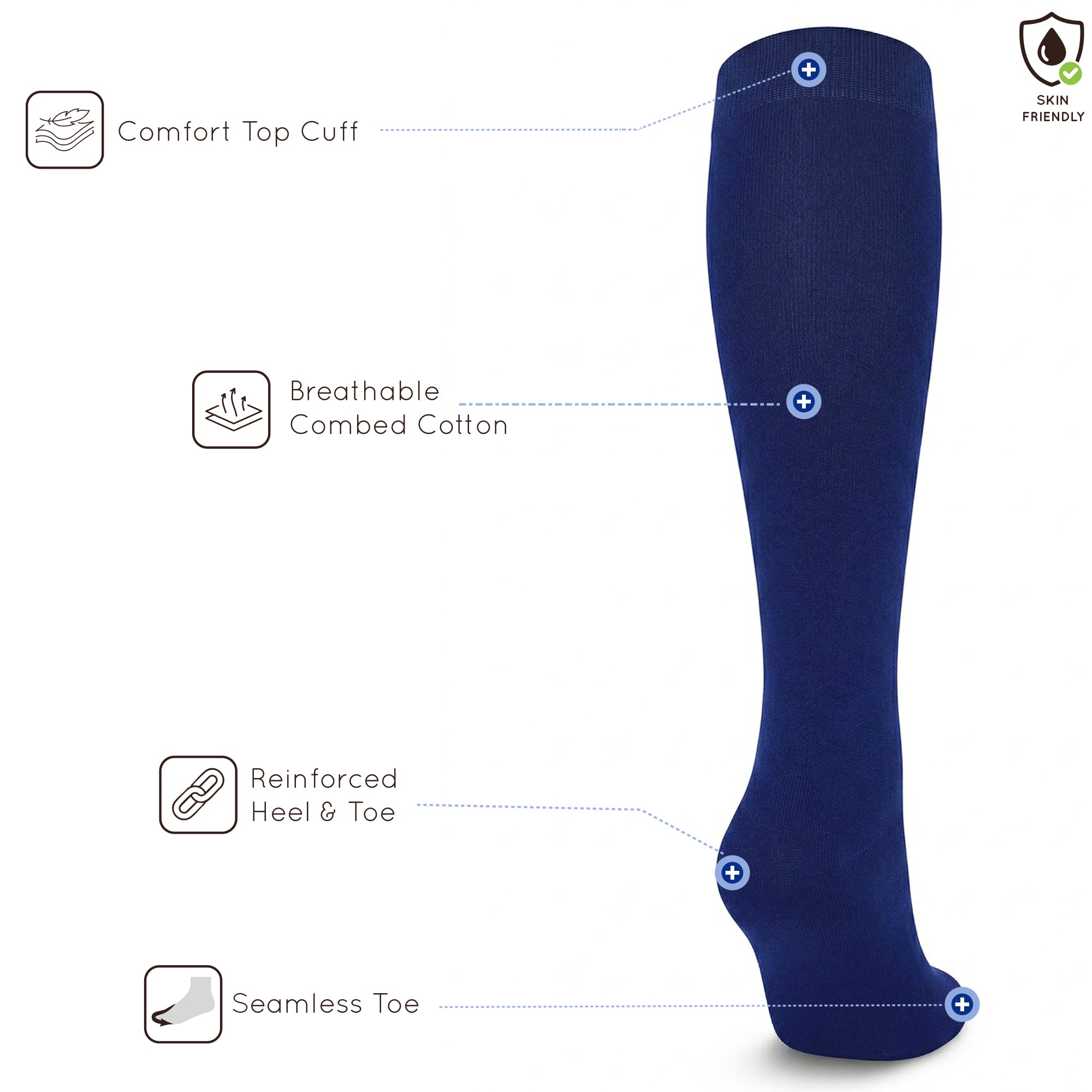 Unisex wearing ındigo Mysocks knee-high combed cotton socks