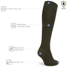 Unisex wearing khaki Mysocks knee-high combed cotton socks