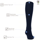 Unisex wearing navy Mysocks knee-high combed cotton socks