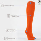 Unisex wearing orange Mysocks knee-high combed cotton socks