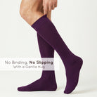 Purple Mysocks plain ribbed knee high socks made of extra fine combed cotton.
