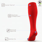 Unisex wearing red Mysocks knee-high combed cotton socks