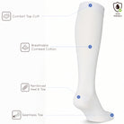 Unisex wearing white Mysocks knee-high combed cotton socks