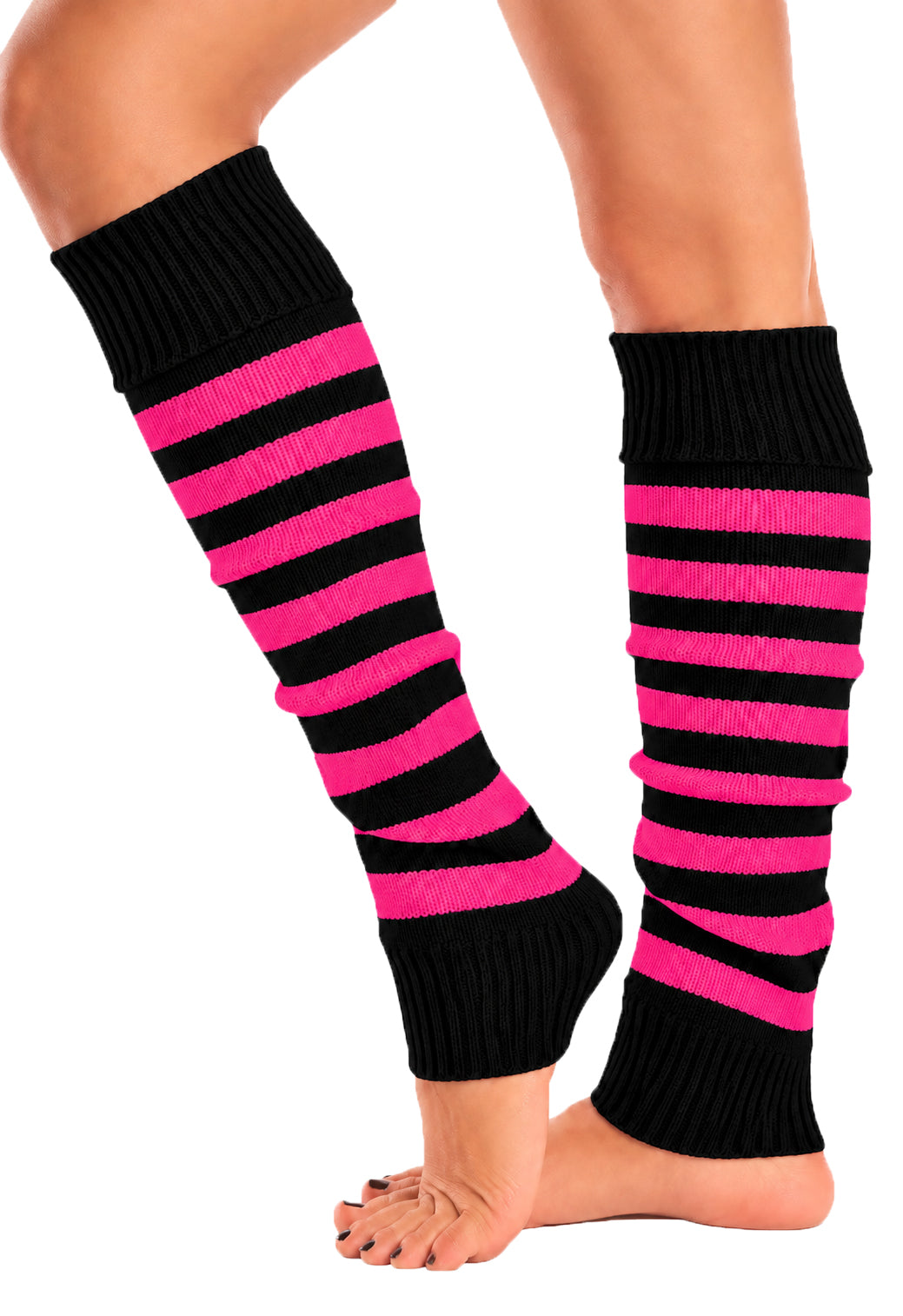 Mysocks Leg Warmer Stripes | Fuchsia Black