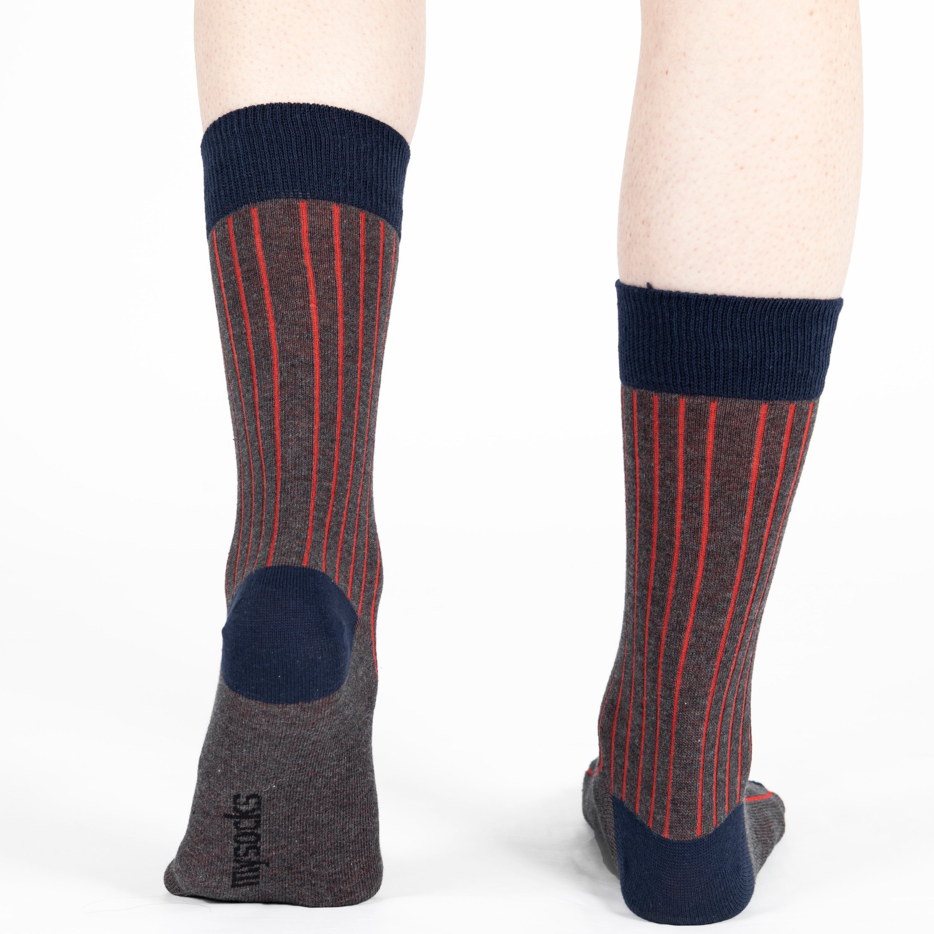 Men and Women ribbed combed cotton crew socks seamless toe navy red anthracite