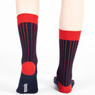 Men and Women ribbed combed cotton crew socks seamless toe navy red