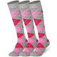 Mysocks 3 Pairs Argyle Knee High Socks | Combed Cotton & Seamless Toe