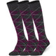 Mysocks 3 Pairs Argyle Knee High Socks | Combed Cotton & Seamless Toe