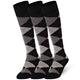 Mysocks 3 Pairs Argyle Knee High Socks | Combed Cotton & Seamless Toe