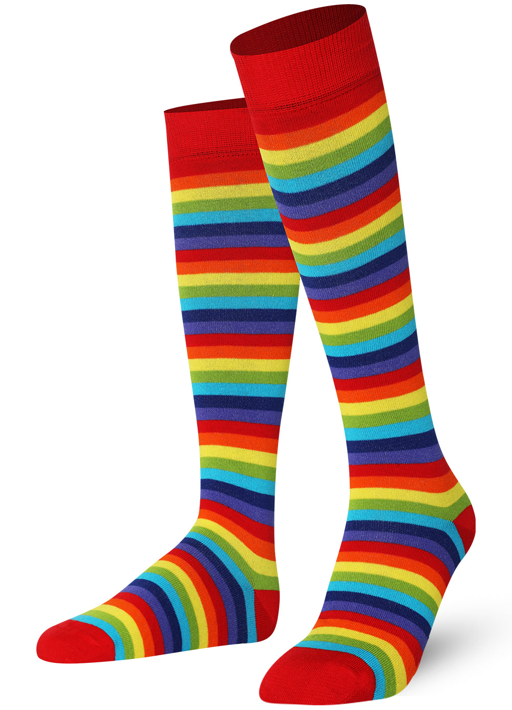Red Rainbow Mysocks stripe knee high socks made of extra fine combed cotton.