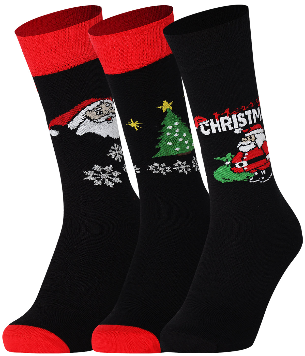 Mysocks 3 Pairs Christmas Design Socks | Combed Cotton & Seamless Toe
