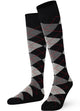 Unisex wearing Argyle Black Red Line Mysocks knee-high combed cotton socks