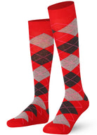 Red Mysocks argyle knee high socks made of extra fine combed cotton.