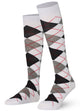 Unisex wearing argyle white Mysocks knee-high combed cotton socks