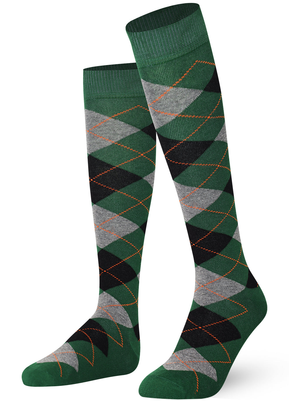 Pine green Mysocks argyle knee high socks made of extra fine combed cotton.