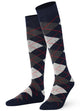 Navy Knee-high socks with a argyle pattern 