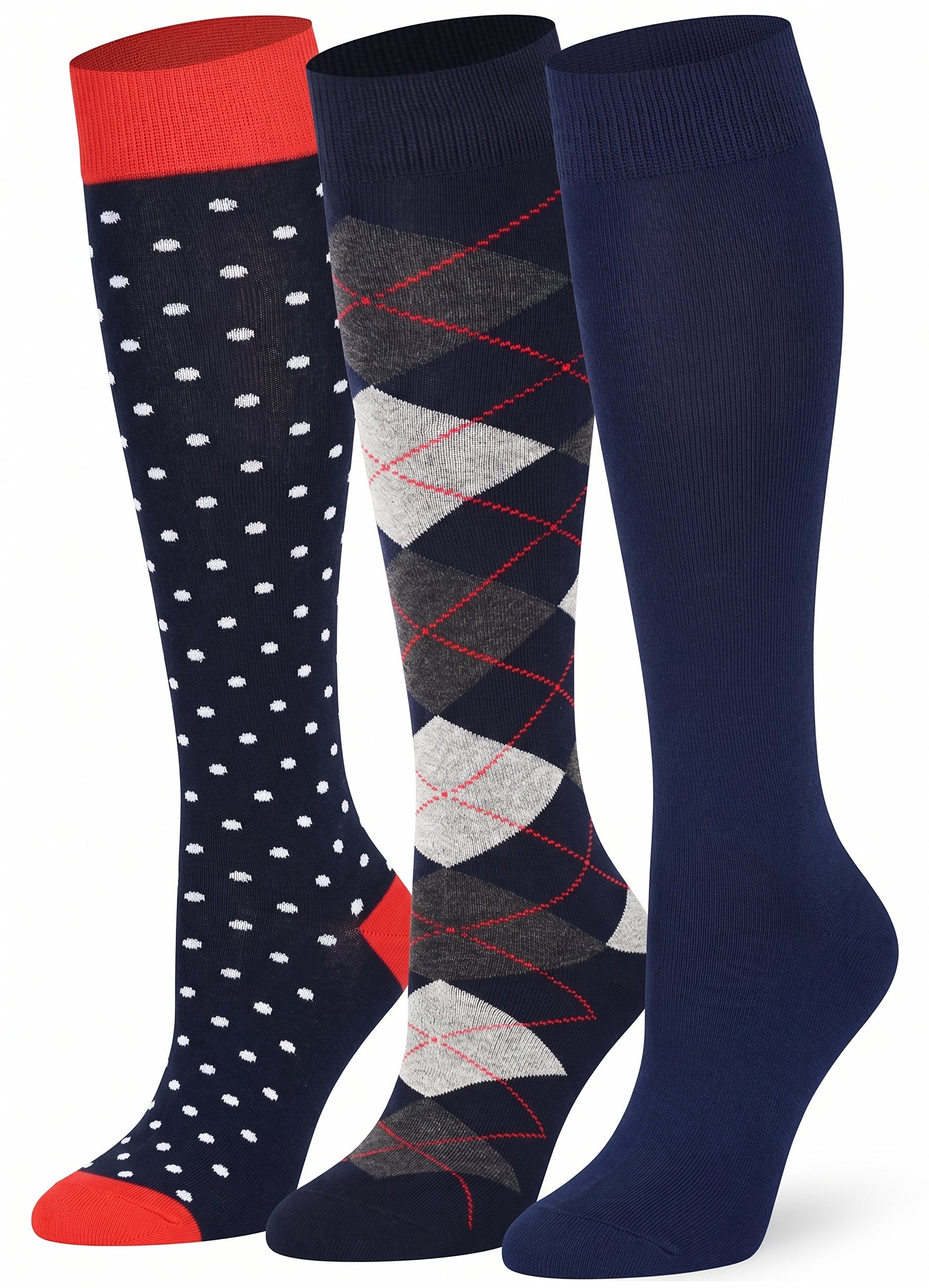 Mysocks Multi Design 3 Pairs Knee High Socks | Combed Cotton & Seamless Toe