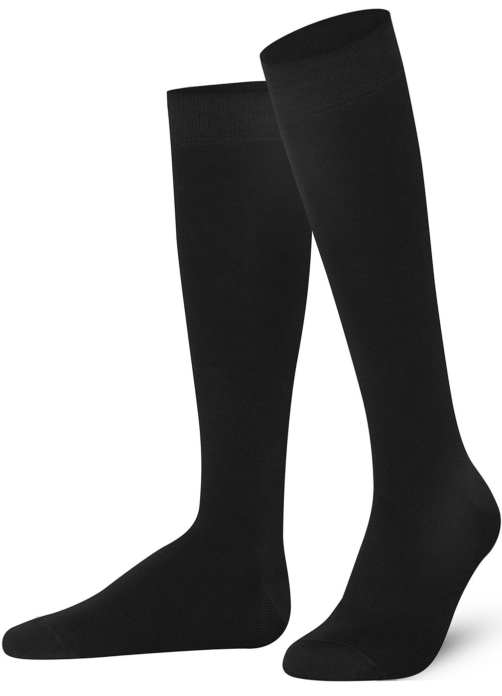 Unisex wearing black Mysocks knee-high combed cotton socks