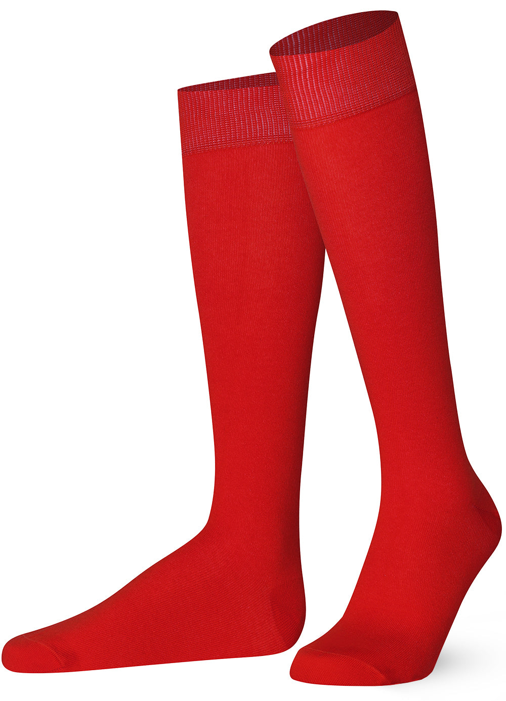 Unisex wearing red Mysocks knee-high combed cotton socks