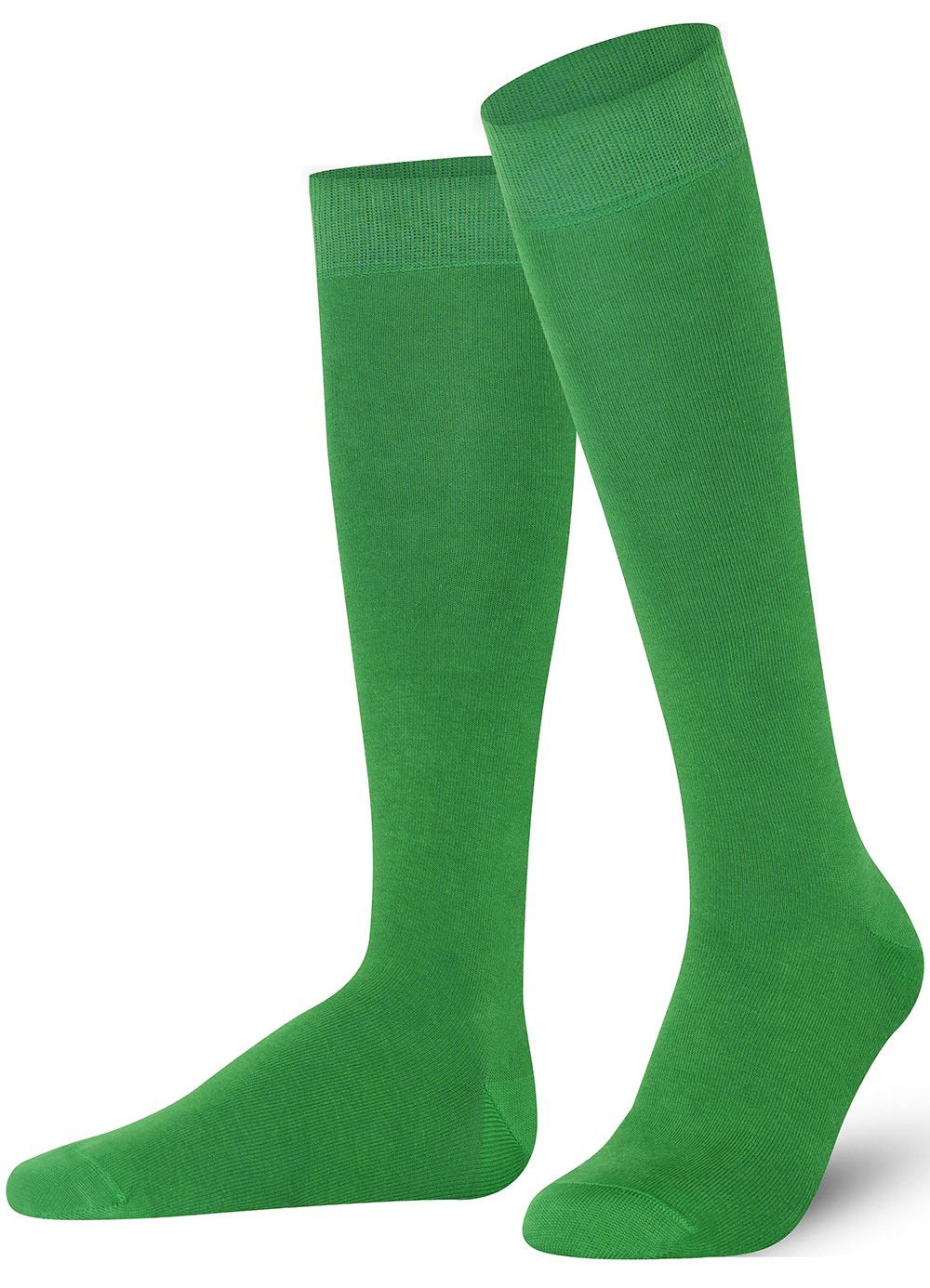 Unisex wearing green Mysocks knee-high combed cotton socks