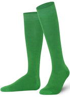 Unisex wearing green Mysocks knee-high combed cotton socks