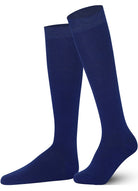 Unisex wearing ındigo Mysocks knee-high combed cotton socks