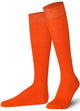 Unisex wearing orange Mysocks knee-high combed cotton socks