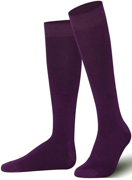 Purple Mysocks plain ribbed knee high socks made of extra fine combed cotton.