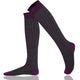 Pair of Anthracite Ribbed knee-high socks with purple accents 