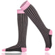 Black and pink ribbed knee-high socks 