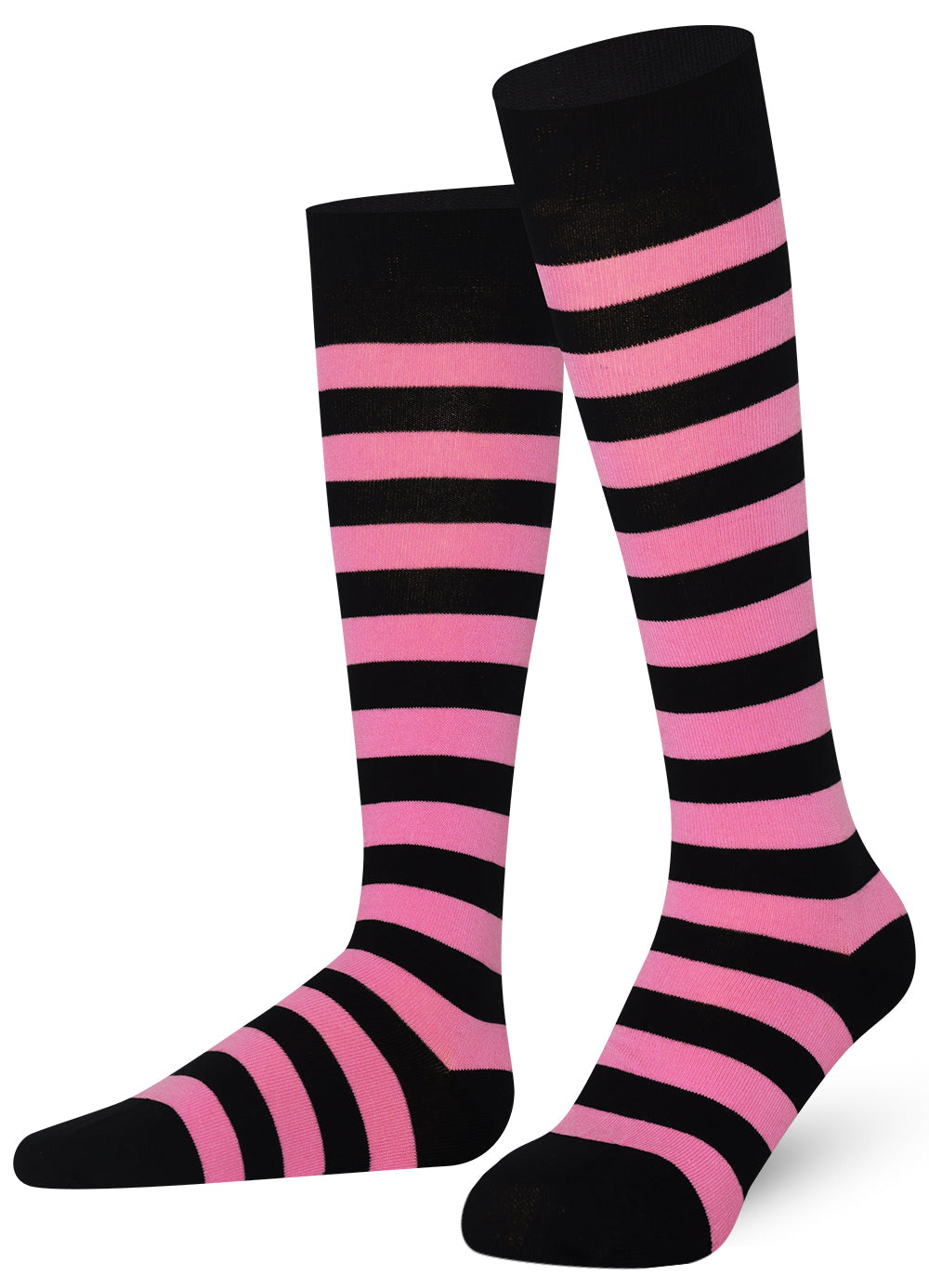 Black and pink striped knee-high socks 